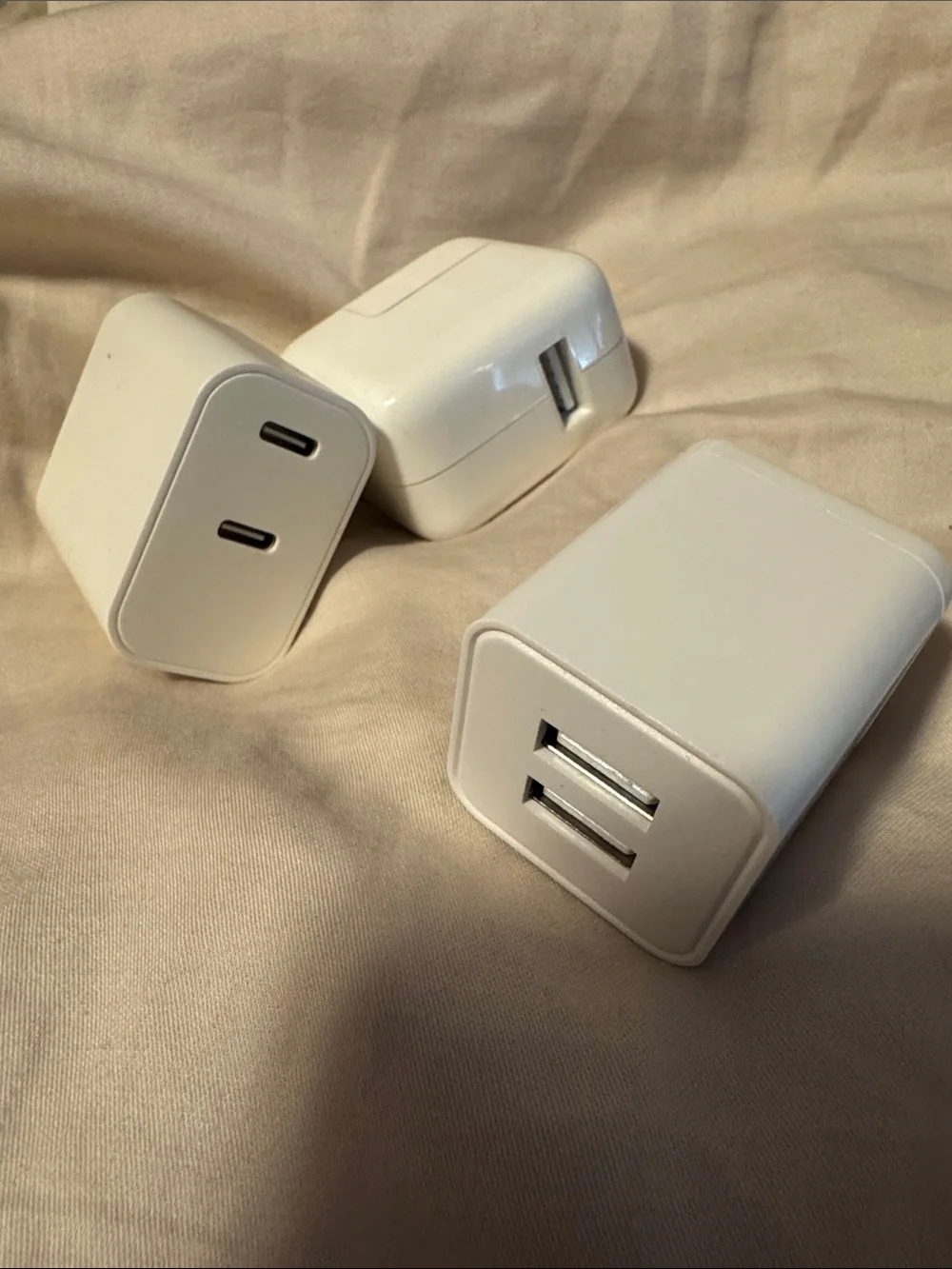 White USB Wall Chargers - Dual USB and USB-C Options